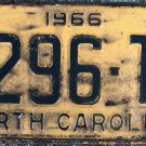 1966 North Carolina passenger truck license plate 4296 TK