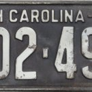 1930 North Carolina license plate 202 491