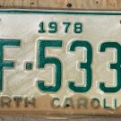 NOS 1978 North Carolina license plate HF 5334 new old stock NOS 1978 North Carolina license plate HF 5334 new old stock