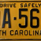 1956 North Carolina license plate DA 564