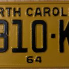 1964 North Carolina license plate 2310 KL
