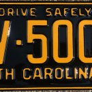 1957 North Carolina license plate YV 5003