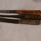 3 Vintage Ontario Knife Old Hickory, Shapleigh's + Unknown HIGH CARBON STEEL