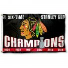 Chicago Blackhawks 6 Time Champs Flag 3x5 ft