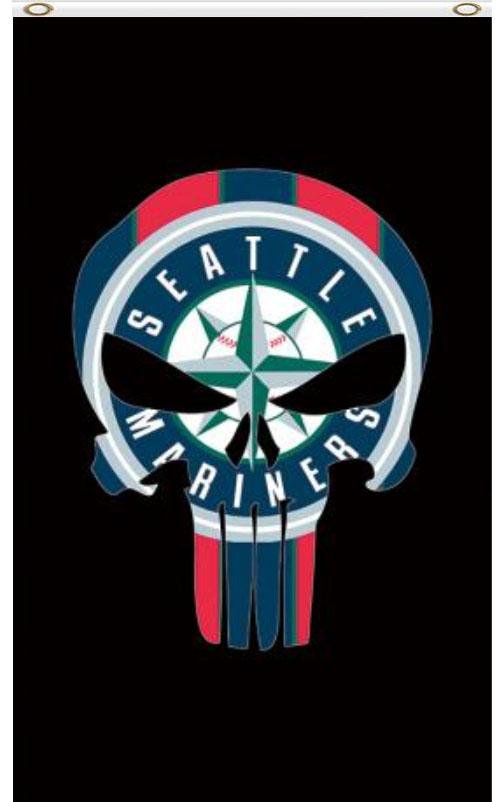 Seattle Mariners Skull Vertical flag 3x5 ft
