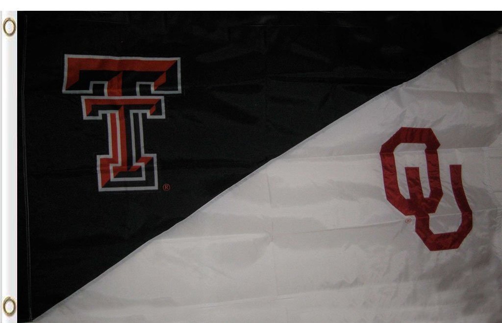 Texas Tech & Oklahoma Divided Flag 3x5 ft