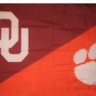 Oklahoma & Clemson Divided Flag 3x5 ft
