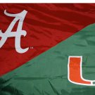 Alabama & Miami Divided Flag 3x5 ft