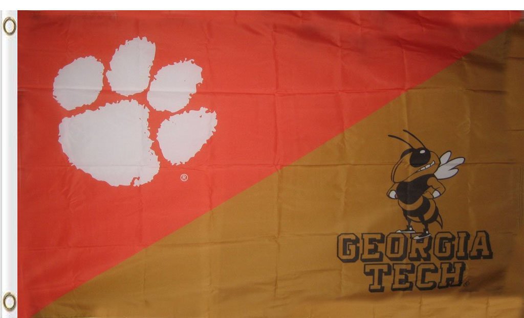 Georgia Tech & Clemson Divided Flag 3x5 ft