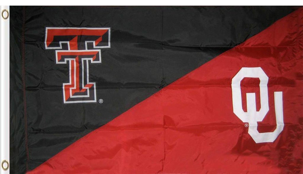 Texas Tech & Oklahoma Divided Flag 3x5 ft