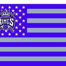 Sacramento Kings logo and star-spangled flags 3x5 ft