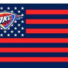 Oklahoma City Thunder logo and star-spangled flags 3x5 ft