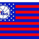 Philadelphia 76ers logo and star-spangled flags 3x5 ft