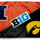 Illinois Fighting Illini vs Iowa Hawkeyes divided flag 3x5 ft