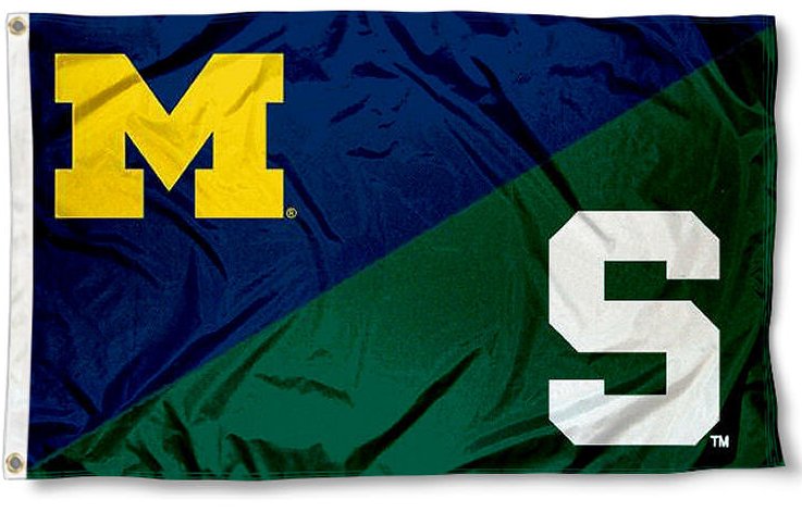 Michigan Wolverines vs Michigan State divided flag 3x5 ft