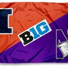 Illinois Fighting Illini vs Northwestern divided flag 3x5 ft