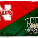 Nebraska Cornhuskers vs Ohio Bobcats divided flag 3x5 ft