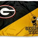 Georgia Bulldogs vs Georgia Tech divided flag 3x5 ft