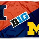 Illinois Fighting Illini vs Michigan Wolverines divided flag 3x5 ft