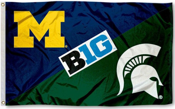 Michigan Wolverines vs Michigan State divided flag 3x5 ft