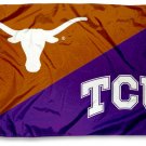 Texas Longhorns vs Texas Christian University divided flag 3x5 ft