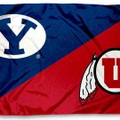 Brigham Young University vs Utah Utes divided flag 3x5 ft