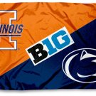 Illinois Fighting Illin vs Penn State divided flag 3x5 ft