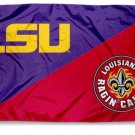 Louisiana State University vs Louisiana Ragin' Cajuns divided flag 3x5 ft