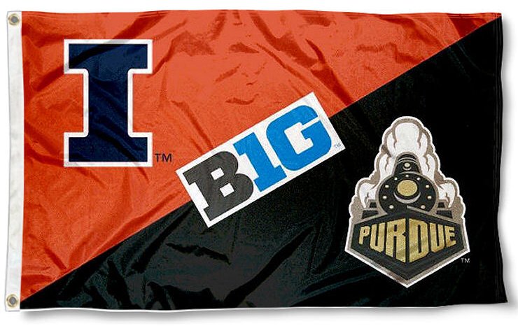 Illinois vs. Purdue House divided flag 3x5 ft