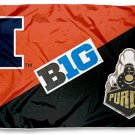 Illinois vs. Purdue House divided flag 3x5 ft