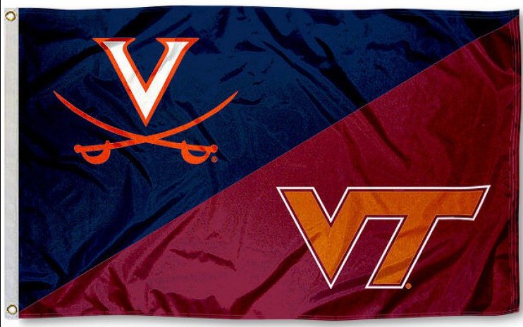 Virginia vs. Virginia Tech House divided flag 3x5 ft