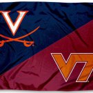 Virginia vs. Virginia Tech House divided flag 3x5 ft