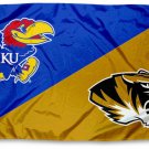 Kansas Jayhawks vs Missouri Tigers House divided flag 3x5 ft