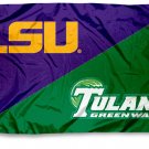 Louisiana State University vs Tulane Green Wave House divided flag 3x5 ft