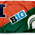 Illinois Fighting Illini vs Michigan State House divided flag 3x5 ft