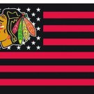 Chicago Blackhawks with starts and stripes flag 3x5 ft