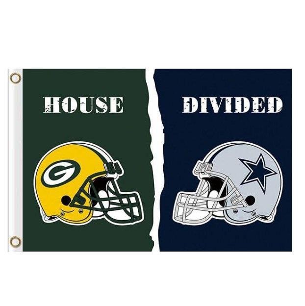 Green Bay Packers Dallas Cowboys House Divided Flag 3x5 ft