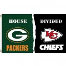 Green Bay Packers VS Kansas City Cheifs House Divided flags 3x5 ft