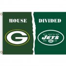 Green Bay Packers VS New York Jets House Divided flags 3x5 ft