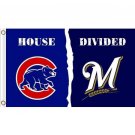 Chicago cubs vs Milwaukee Brewers House Divided flags 3x5 ft