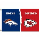 Denver Broncos vs Kansas City Chiefs House divided flag 3x5 ft