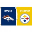 Denver Broncos vs Pittsburgh Steelers House divided flag 3x5 ft
