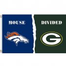 Denver Broncos vs Green Bay Packers House divided flag 3x5 ft