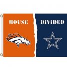 Denver Broncos vs Dallas Cowboys House divided flag 3x5 ft