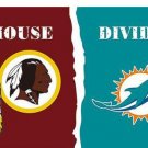 Washington Redskins vs Miami Dolphins Divided Flag