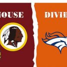 Washington Redskins vs Denver Broncos Divided Flag
