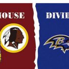 Washington Redskins vs Baltimore Ravens Divided Flag