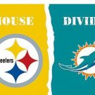 Pittsburgh Steelers vs Miami Dolphins Divided Flag