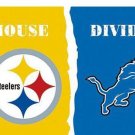 Pittsburgh Steelers vs Detroit Lions Divided Flag