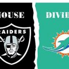 Oakland Raiders vs Miami Dolphins Divided Flag
